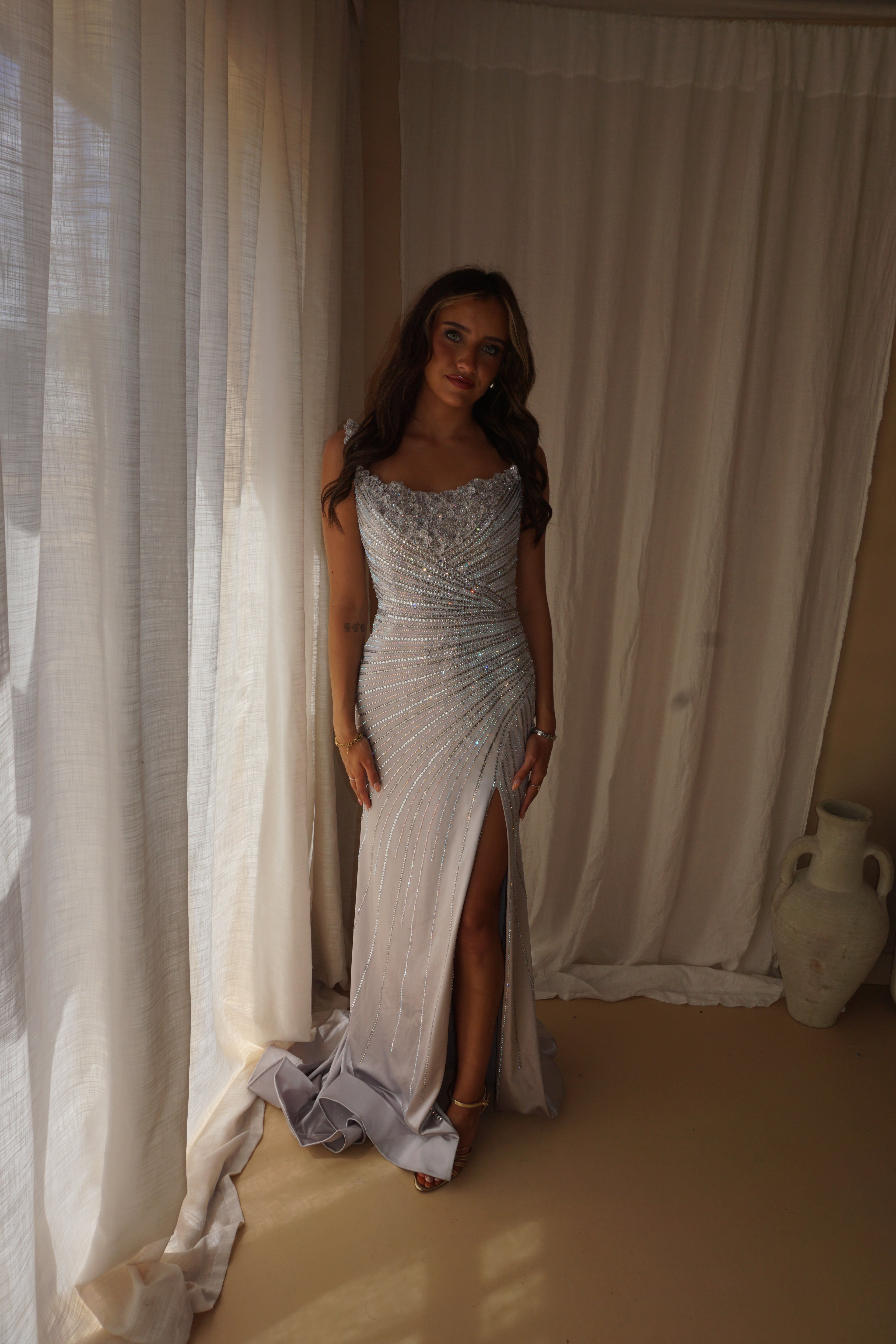 Rachel Allan Silver Dress US6/UK10