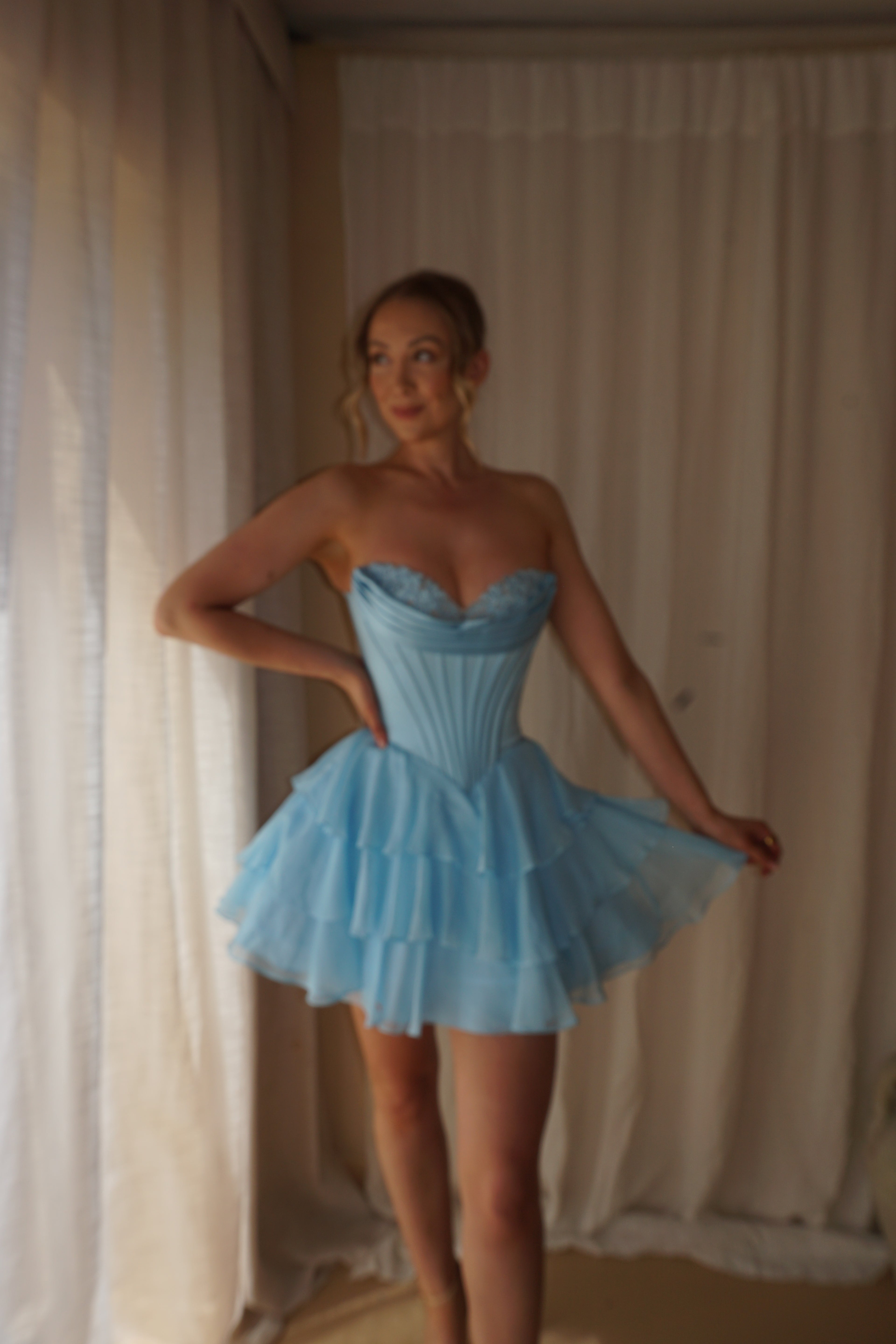 Sherri Hill Blue Cocktail Dress US00/UK2/4