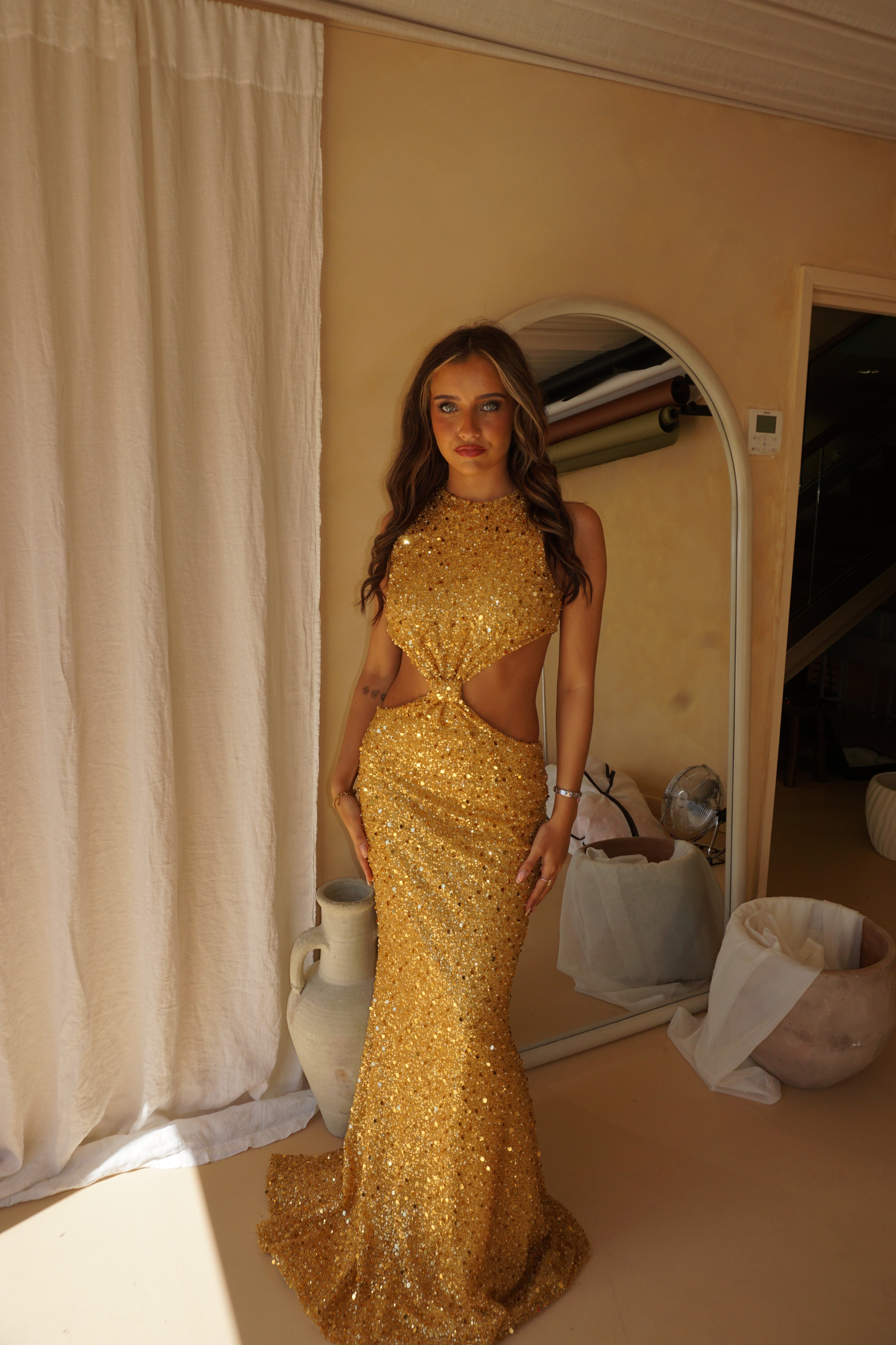 Cesar Solorzano Gold Dress US6/UK10