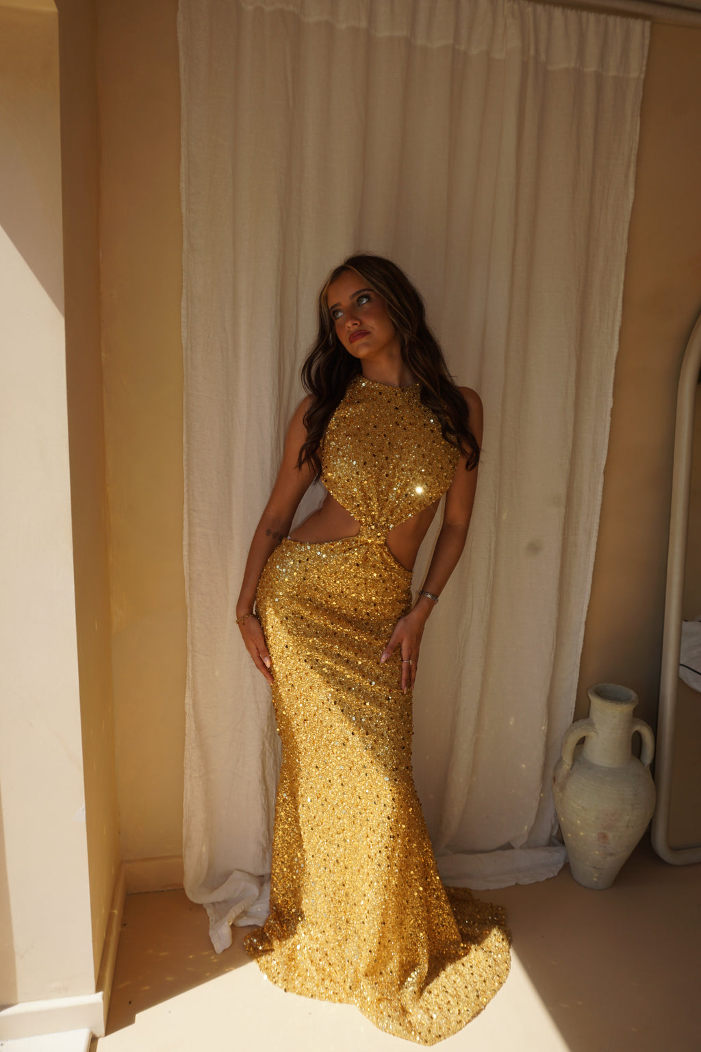 Cesar Solorzano Gold Dress US6/UK10