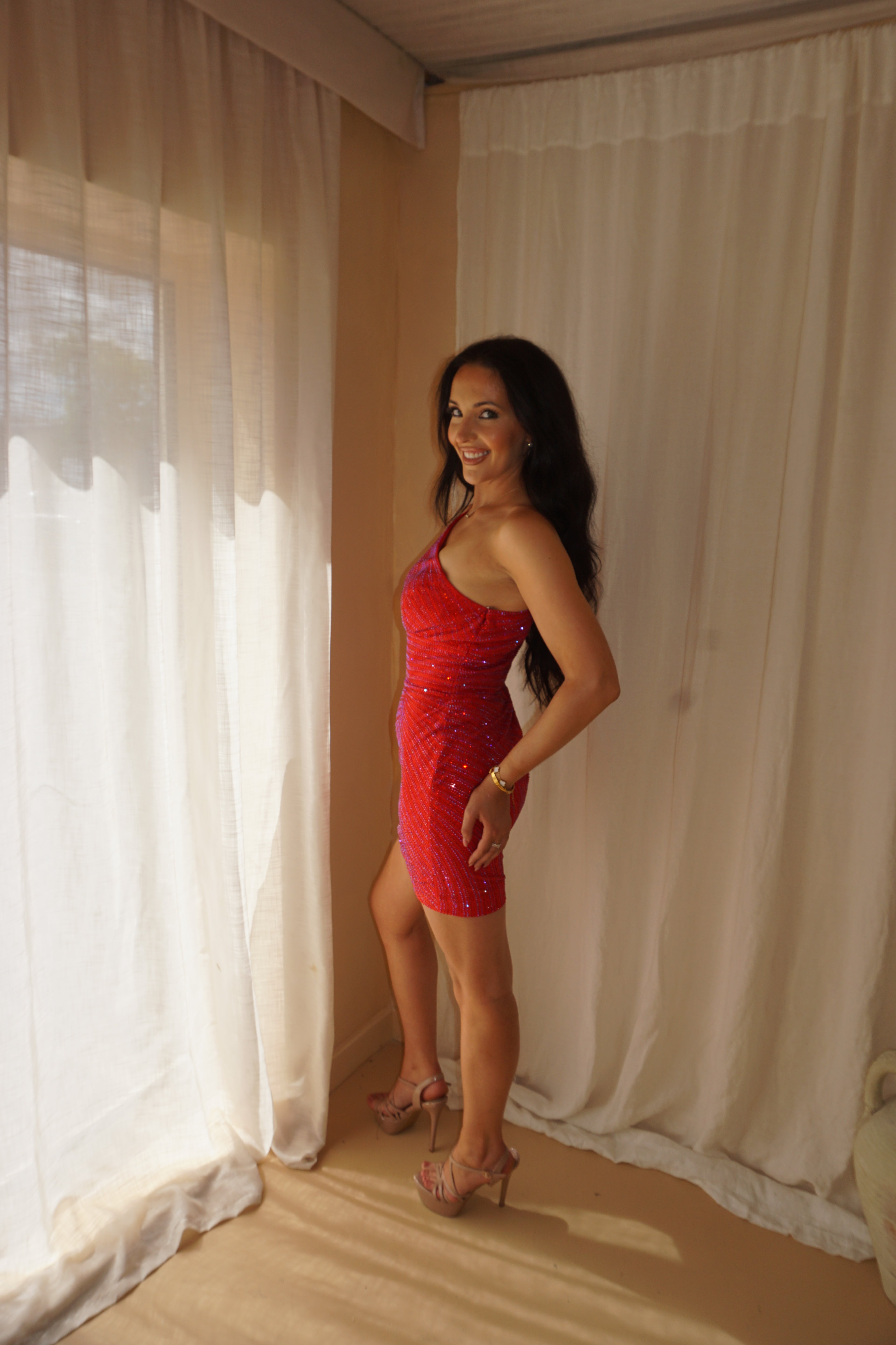 Sherri Hill Red Mini Dress US4/UK8