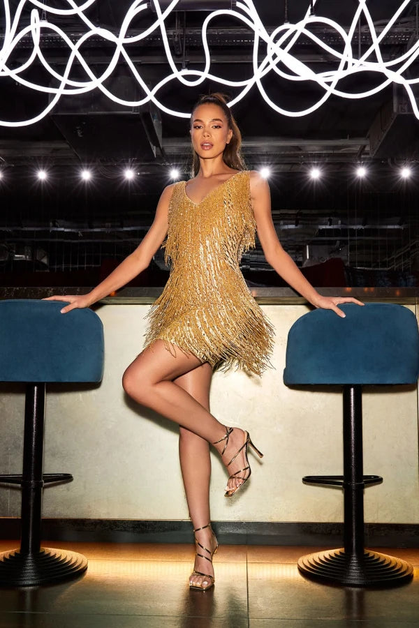 Nadine Merabi Sadie Gold Dress