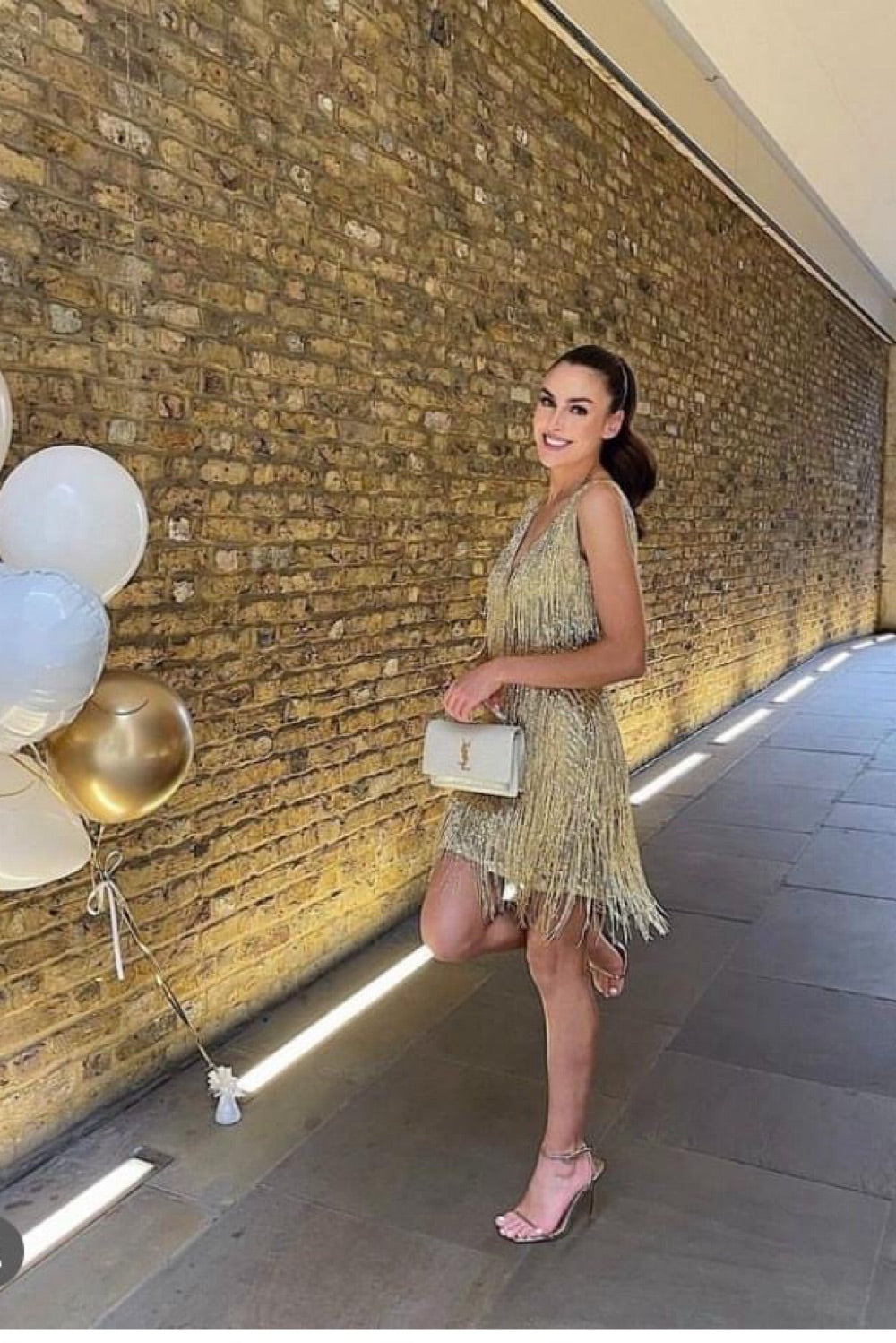 Nadine Merabi Sadie Gold Dress