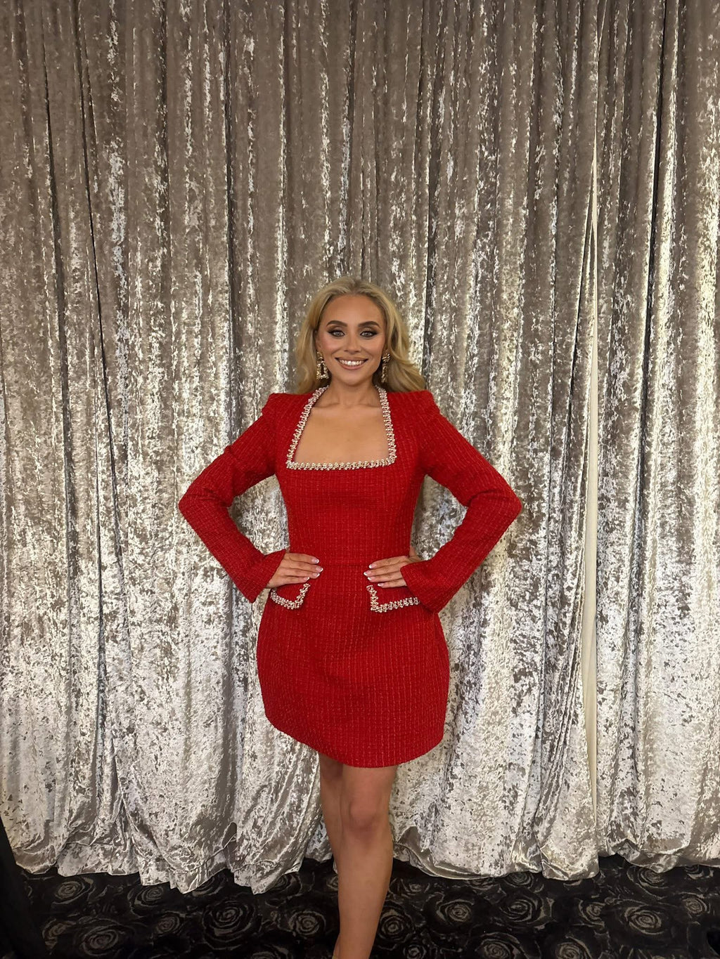 Nadine Merabi Natalie Red Dress