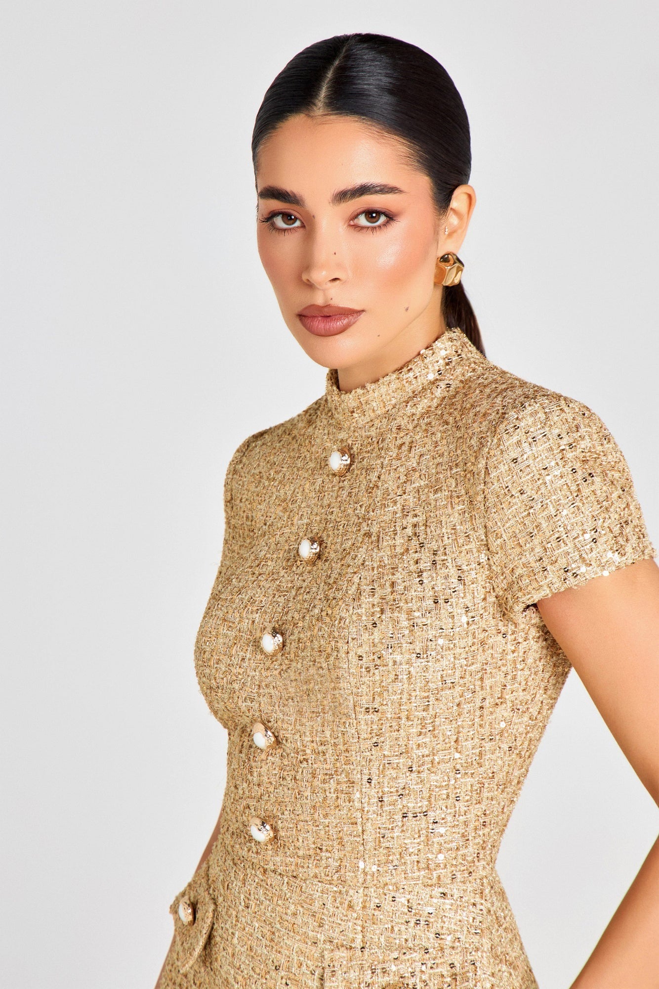 Nadine Merabi Elysia Gold Dress