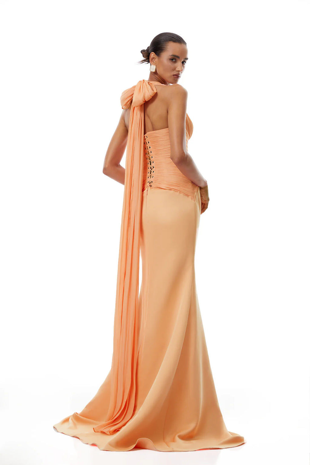 Emmeline Peach / Pink Train Design Gathered Maxi Dress