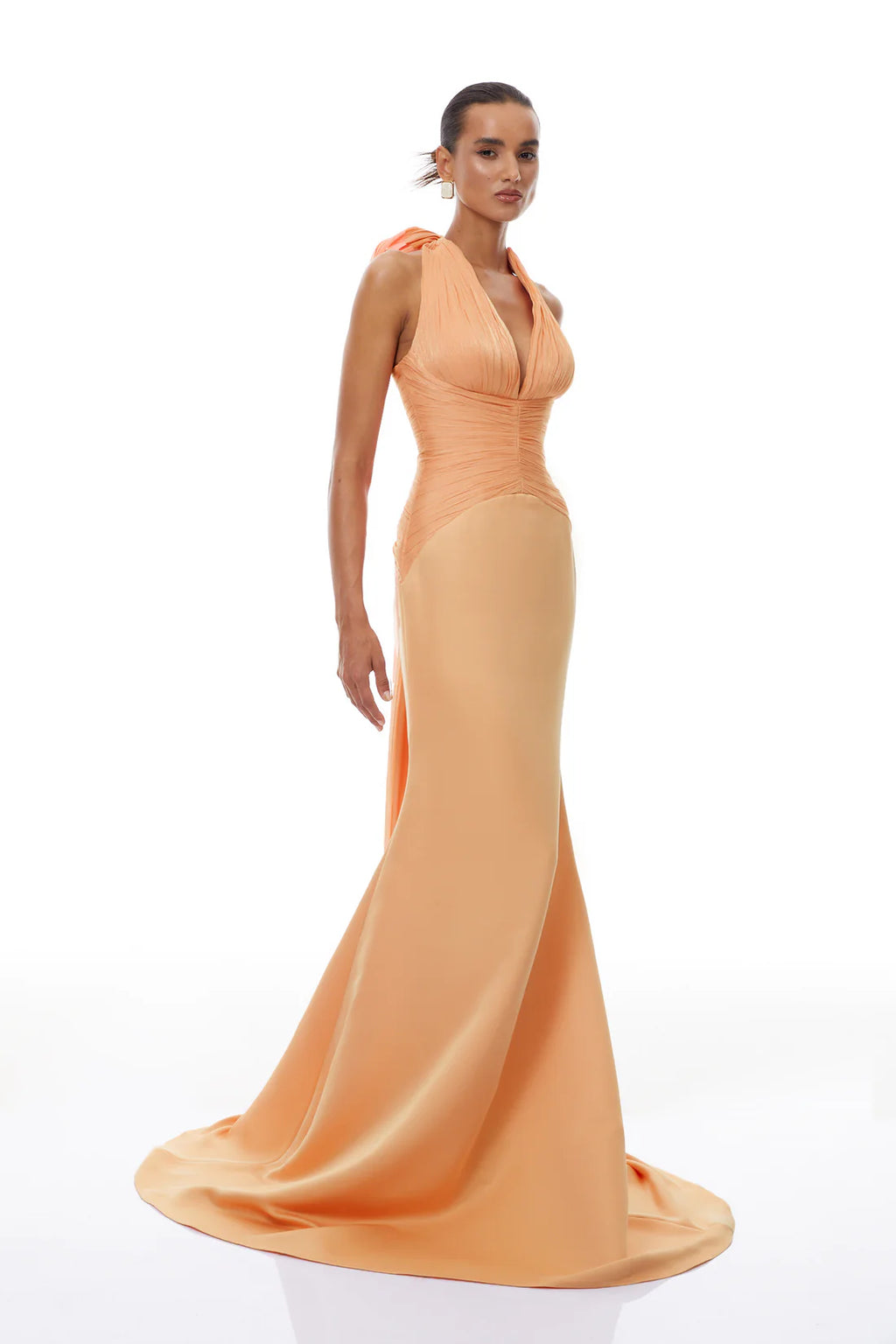 Emmeline Peach / Pink Train Design Gathered Maxi Dress