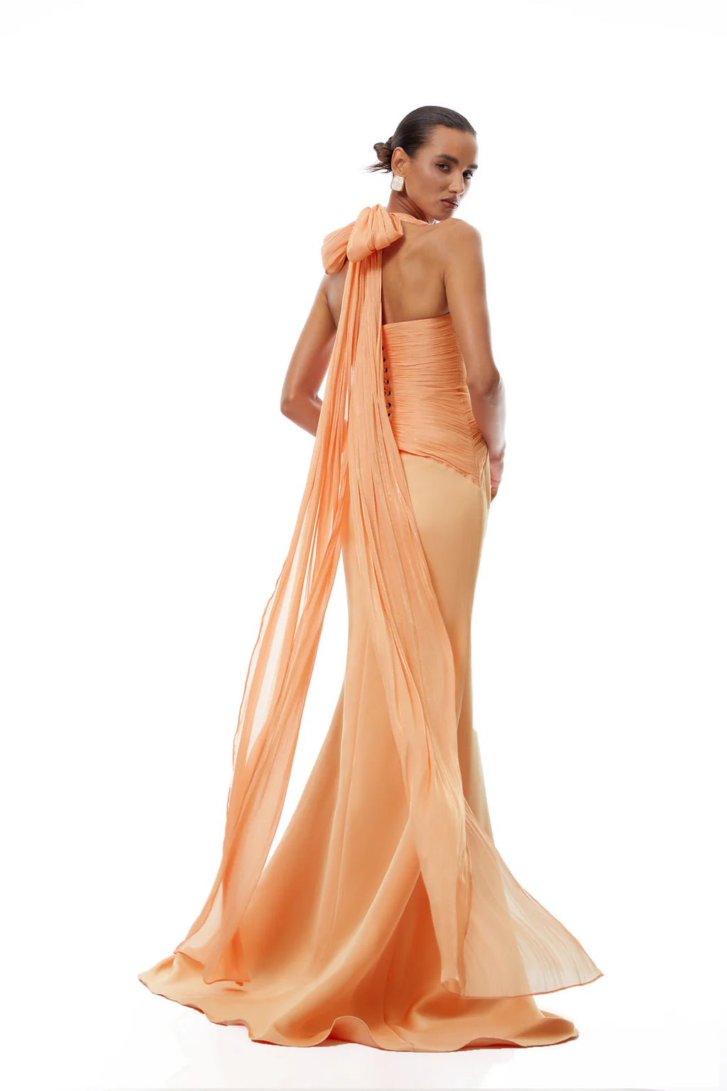 Emmeline Peach / Pink Train Design Gathered Maxi Dress