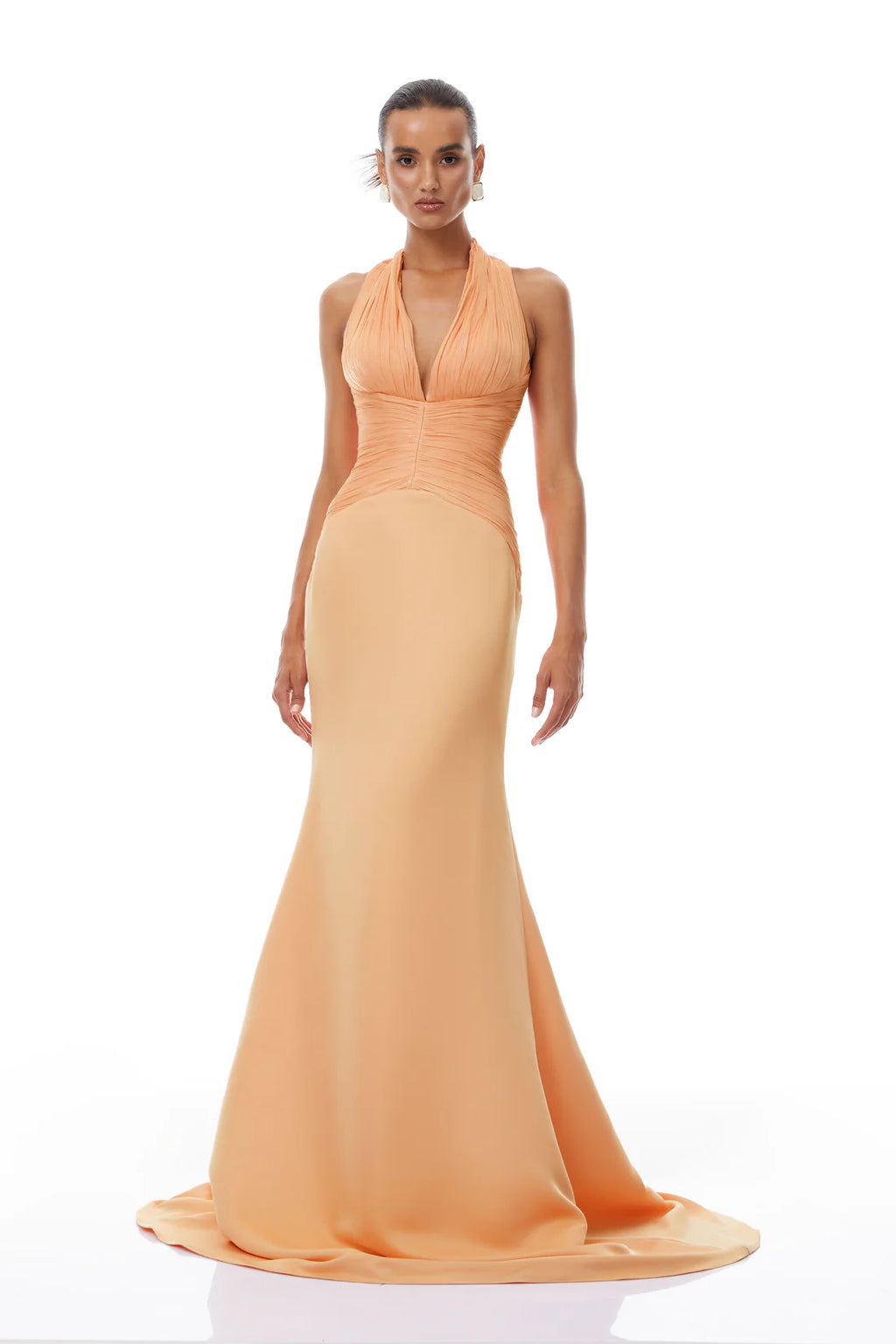 Emmeline Peach / Pink Train Design Gathered Maxi Dress